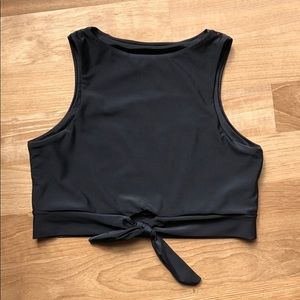 Black Tie Front Sleeveless Crop Top